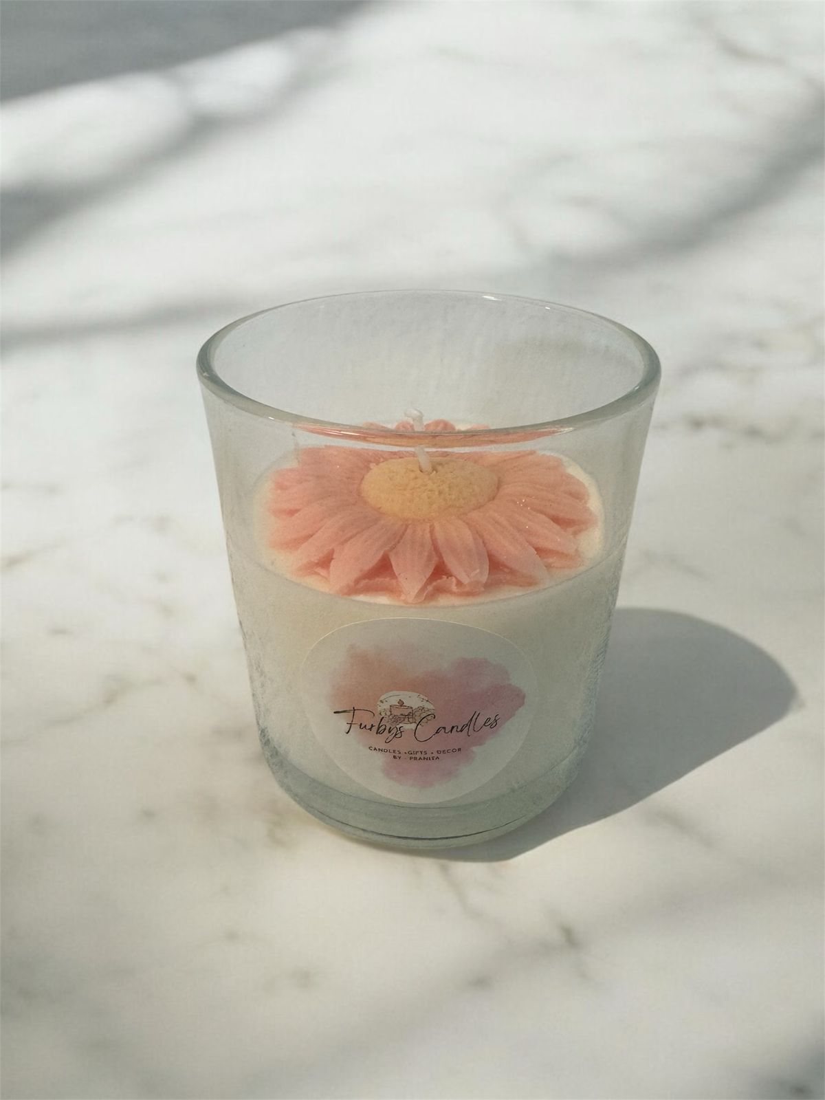 Sun Flower Glass Candle